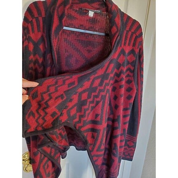 A Knitch Above Womens Sweater Red M Open Front Waterfall Front Ruana Cardigan - Picture 6 of 8